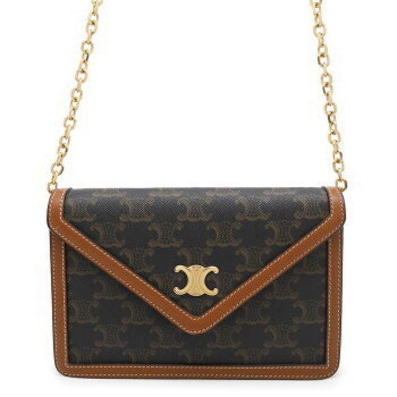 Celine Triomphe Chain Shoulder Bag Leather - Picture 1 of 8